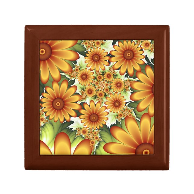 Floral Dream, Modern Abstract Flowers Fractal Art Gift Box (Front)