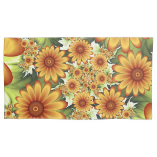 Floral Dream, Modern Abstract Flowers Fractal Art Pillow Case
