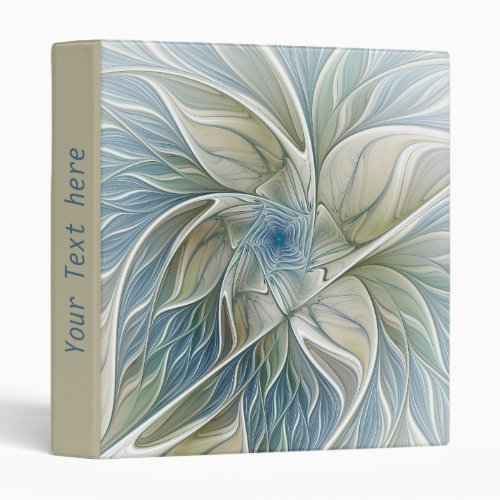 Floral Dream Pattern Abstract Art Blue Khaki Text 3 Ring Binder