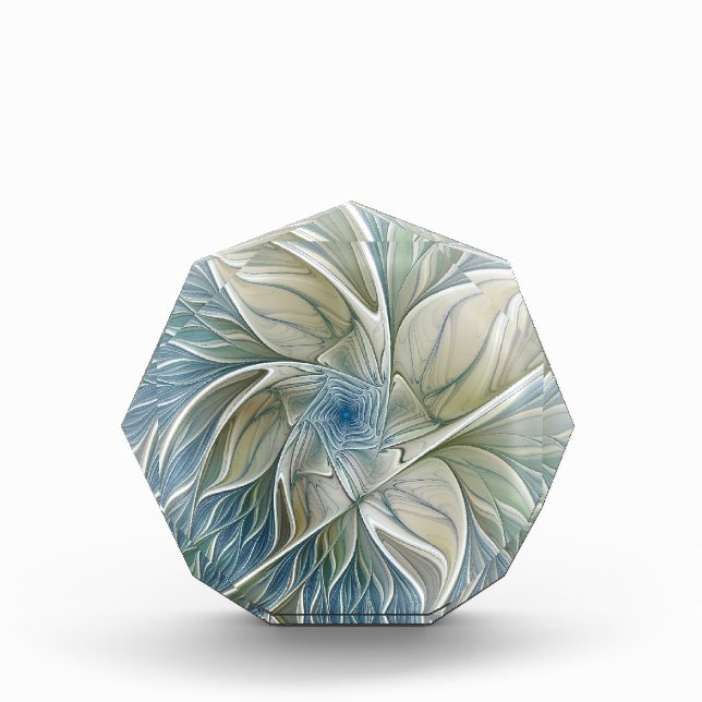 Floral Dream Pattern Abstract Blue Khaki Fractal Award (Front)