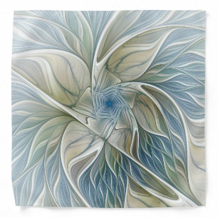 Floral Dream Pattern Abstract Blue Khaki Fractal Bandana