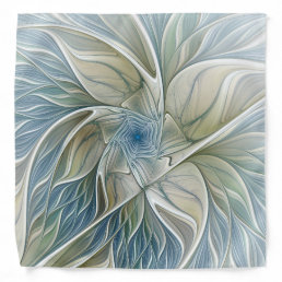 Floral Dream Pattern Abstract Blue Khaki Fractal Bandana