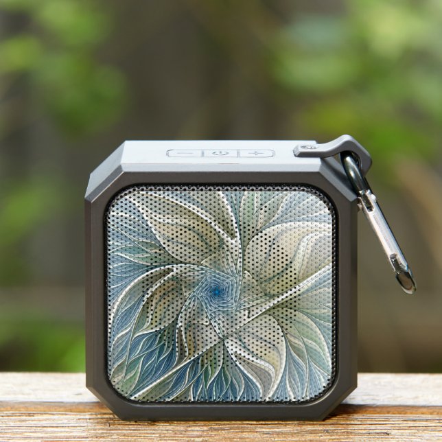 Floral Dream Pattern Abstract Blue Khaki Fractal Bluetooth Speaker (Insitu(Outdoor))