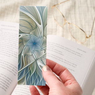 Floral Dream Pattern Abstract Blue Khaki Fractal Bookmarks