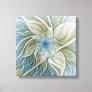 Floral Dream Pattern Abstract Blue Khaki Fractal Canvas Print