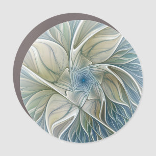 Floral Dream Pattern Abstract Blue Khaki Fractal Car Magnet