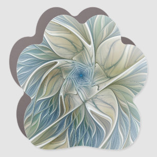 Floral Dream Pattern Abstract Blue Khaki Fractal Car Magnet