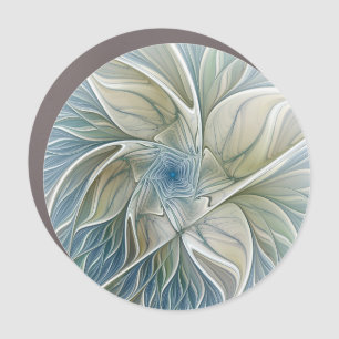 Floral Dream Pattern Abstract Blue Khaki Fractal Car Magnet
