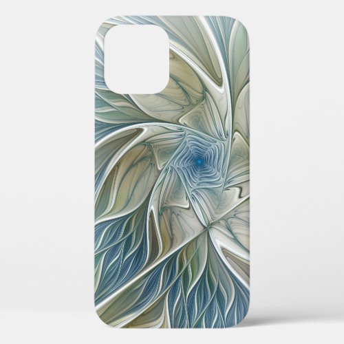 Floral Dream Pattern Abstract Blue Khaki Fractal iPhone 12 Pro Case