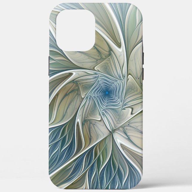 Floral Dream Pattern Abstract Blue Khaki Fractal Case-Mate iPhone Case (Back)