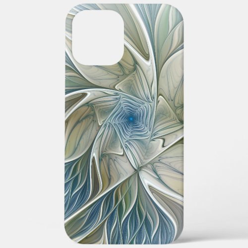 Floral Dream Pattern Abstract Blue Khaki Fractal iPhone 12 Pro Max Case