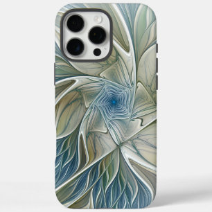 Floral Dream Pattern Abstract Blue Khaki Fractal iPhone 16 Pro Max Case