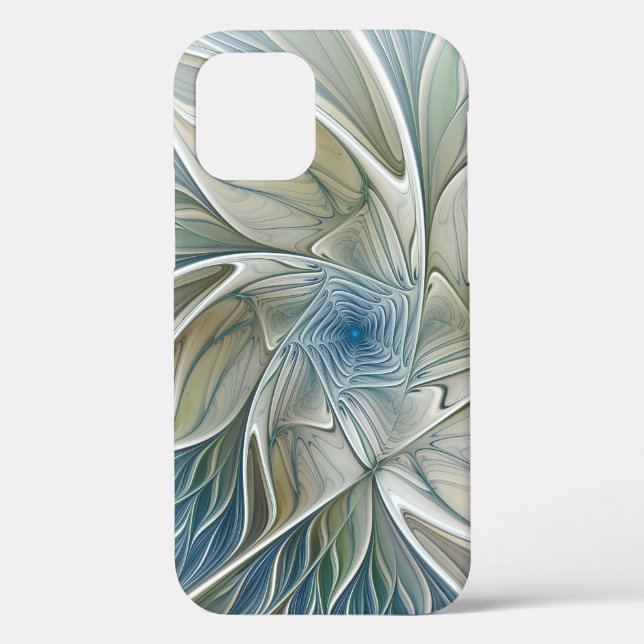Floral Dream Pattern Abstract Blue Khaki Fractal Case-Mate iPhone Case (Back)