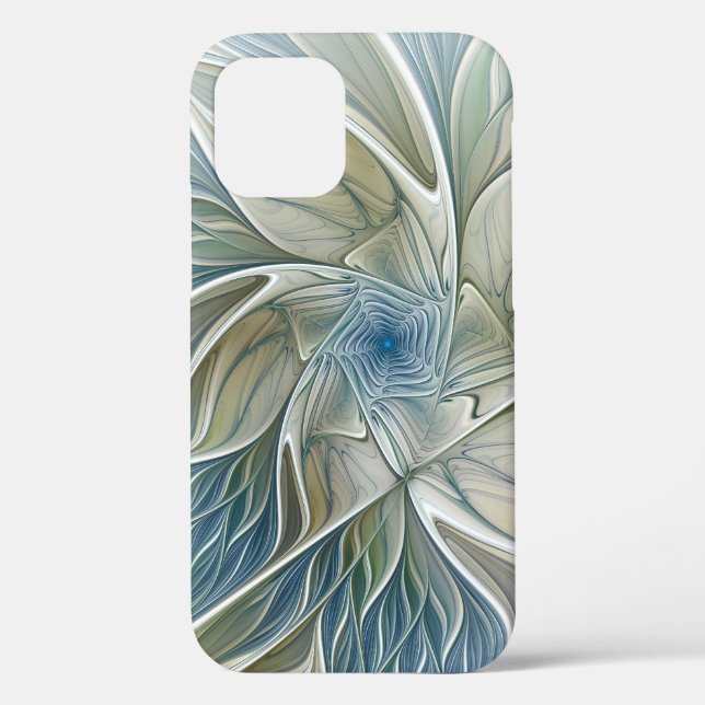 Floral Dream Pattern Abstract Blue Khaki Fractal Case-Mate iPhone Case (Back)