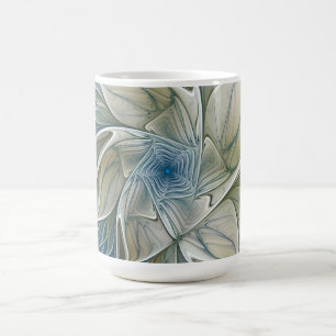 Floral Dream Pattern Abstract Blue Khaki Fractal Coffee Mug