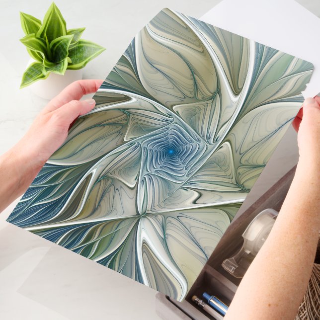 Floral Dream Pattern Abstract Blue Khaki Fractal Envelope Mailers (Desk)