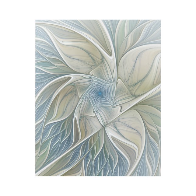 Floral Dream Pattern Abstract Blue Khaki Fractal Gallery Wrap (Front)