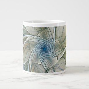Floral Dream Pattern Abstract Blue Khaki Fractal Giant Coffee Mug