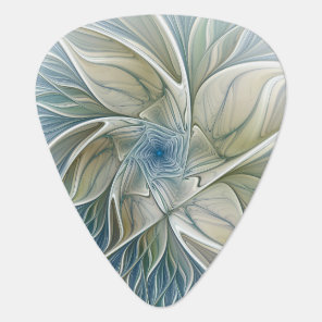 Floral Dream Pattern Abstract Blue Khaki Fractal Guitar Pick