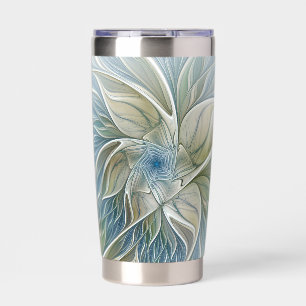Floral Dream Pattern Abstract Blue Khaki Fractal Insulated Tumbler