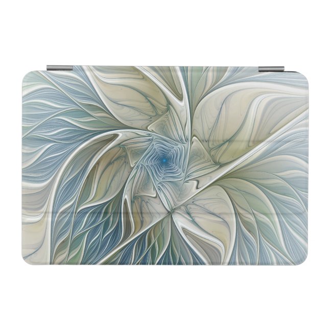 Floral Dream Pattern Abstract Blue Khaki Fractal iPad Mini Cover (Horizontal)