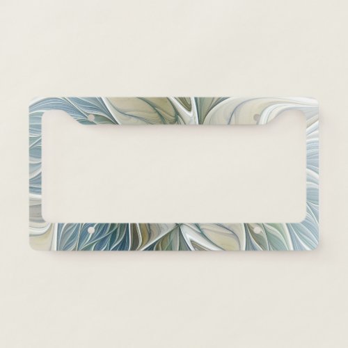 Floral Dream Pattern Abstract Blue Khaki Fractal License Plate Frame