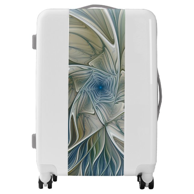 Floral Dream Pattern Abstract Blue Khaki Fractal Luggage (Front)