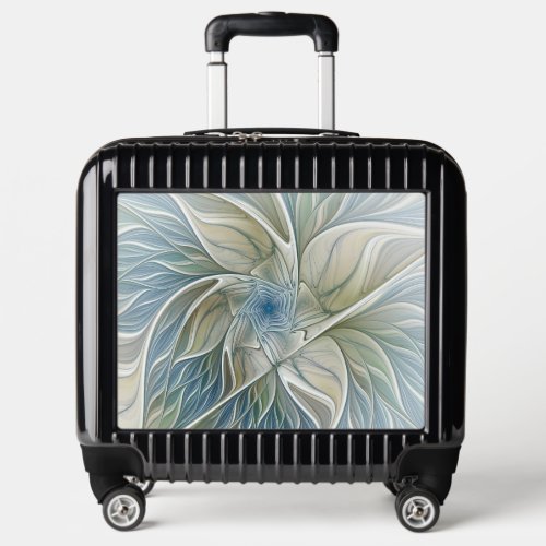 Floral Dream Pattern Abstract Blue Khaki Fractal Luggage