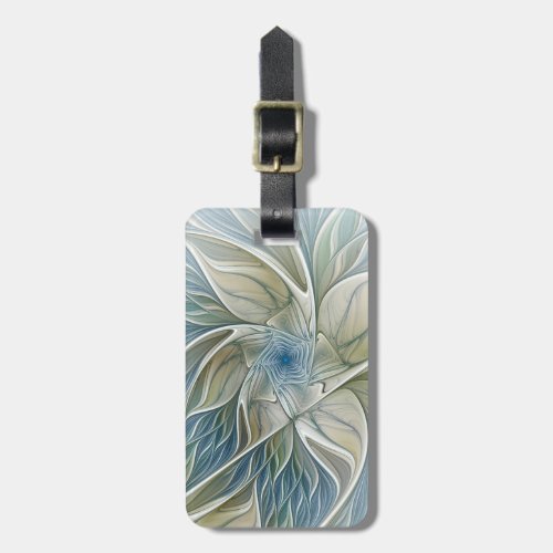Floral Dream Pattern Abstract Blue Khaki Fractal Luggage Tag
