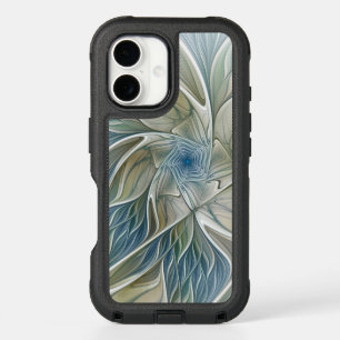 Floral Dream Pattern Abstract Blue Khaki Fractal iPhone 16 Case