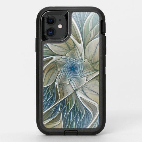 Floral Dream Pattern Abstract Blue Khaki Fractal OtterBox Defender iPhone 11 Case