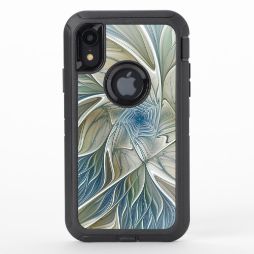Floral Dream Pattern Abstract Blue Khaki Fractal OtterBox Defender iPhone XR Case