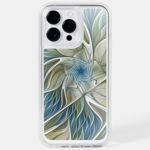 Floral Dream Pattern Abstract Blue Khaki Fractal OtterBox iPhone 14 Pro Max Case