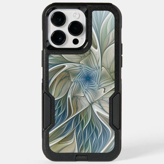 Floral Dream Pattern Abstract Blue Khaki Fractal Otterbox iPhone Case (Back)