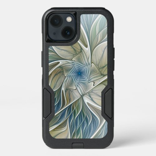 Floral Dream Pattern Abstract Blue Khaki Fractal iPhone 13 Case