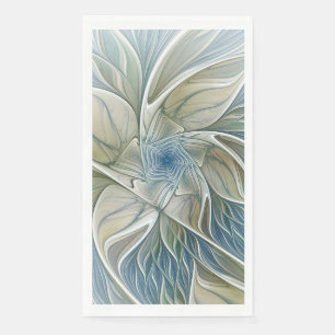 Floral Dream Pattern Abstract Blue Khaki Fractal Paper Guest Towels