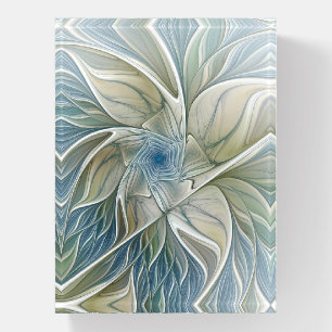 Floral Dream Pattern Abstract Blue Khaki Fractal Paperweight