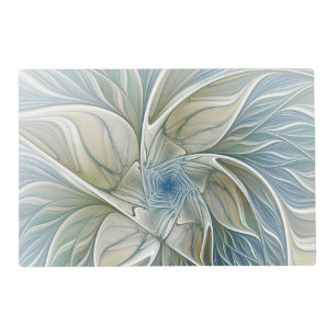 Floral Dream Pattern Abstract Blue Khaki Fractal Placemat