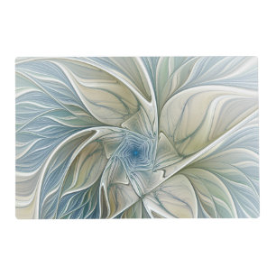 Floral Dream Pattern Abstract Blue Khaki Fractal Placemat