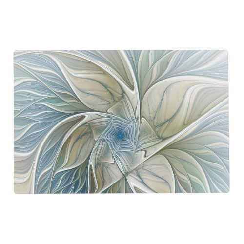 Floral Dream Pattern Abstract Blue Khaki Fractal Placemat