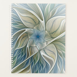 Floral Dream Pattern Abstract Blue Khaki Fractal Planner