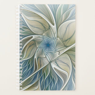Floral Dream Pattern Abstract Blue Khaki Fractal Planner