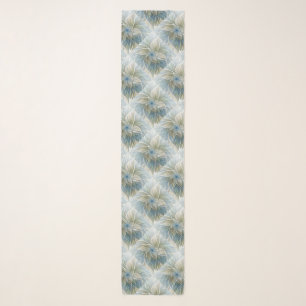 Floral Dream Pattern Abstract Blue Khaki Fractal Scarf