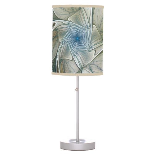 Floral Dream Pattern Abstract Blue Khaki Fractal Table Lamp