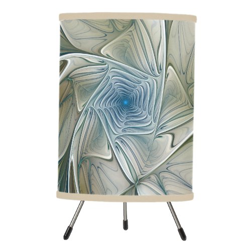 Floral Dream Pattern Abstract Blue Khaki Fractal Tripod Lamp