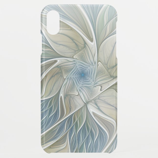 Floral Dream Pattern Abstract Blue Khaki Fractal Uncommon iPhone Case (Back)