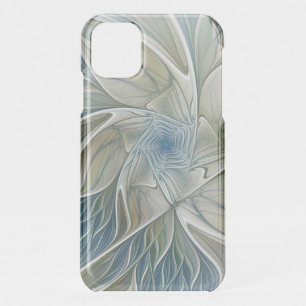 Floral Dream Pattern Abstract Blue Khaki Fractal iPhone 11 Case