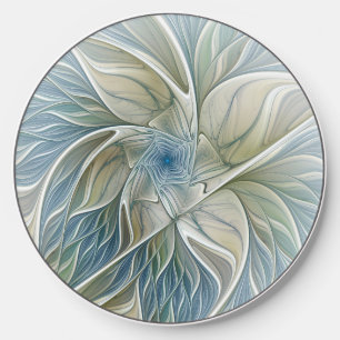 Floral Dream Pattern Abstract Blue Khaki Fractal Wireless Charger