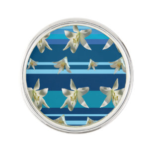Floral Dream Round Lapel Pin, Silver Plated Pin