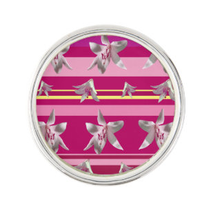 Floral Dream Round Lapel Pin, Silver Plated Pin